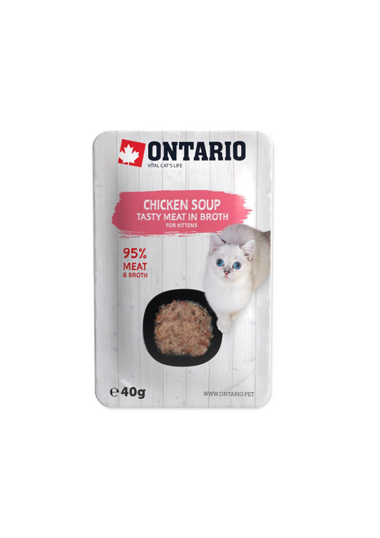 Ontario Soup Kitten mitrā barība kaķēniem ar vistu, burkāniem un rīsiem, 40 g 