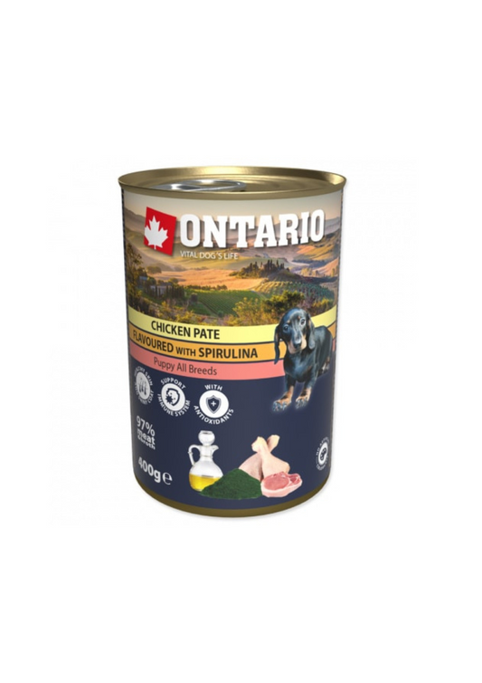 Ontario Dog Wet Puppy Food with Chicken Pate, Spirulina, Salmon oil, 400 g