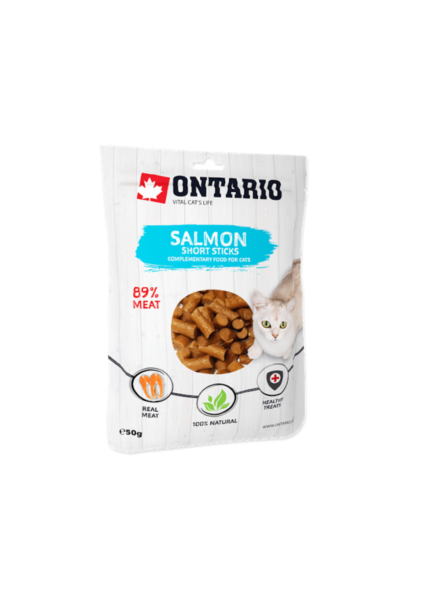 Gâteries pour chats de l'Ontario au saumon, bâtonnets courts, 50 g