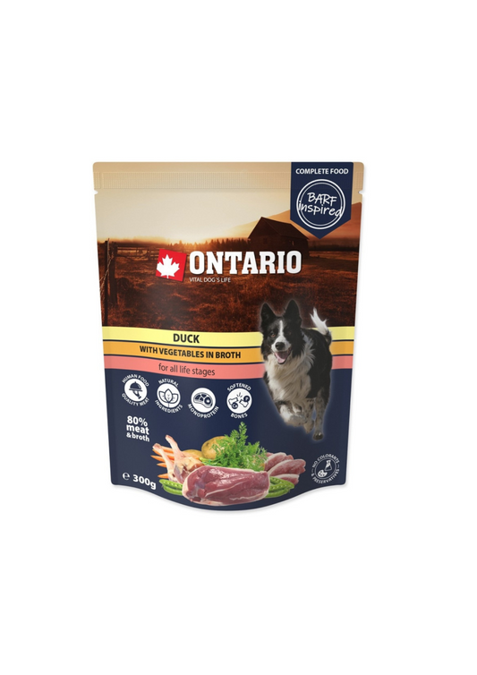 Ontario Wet Dog Food with Duck, Vegetables in broth 300g