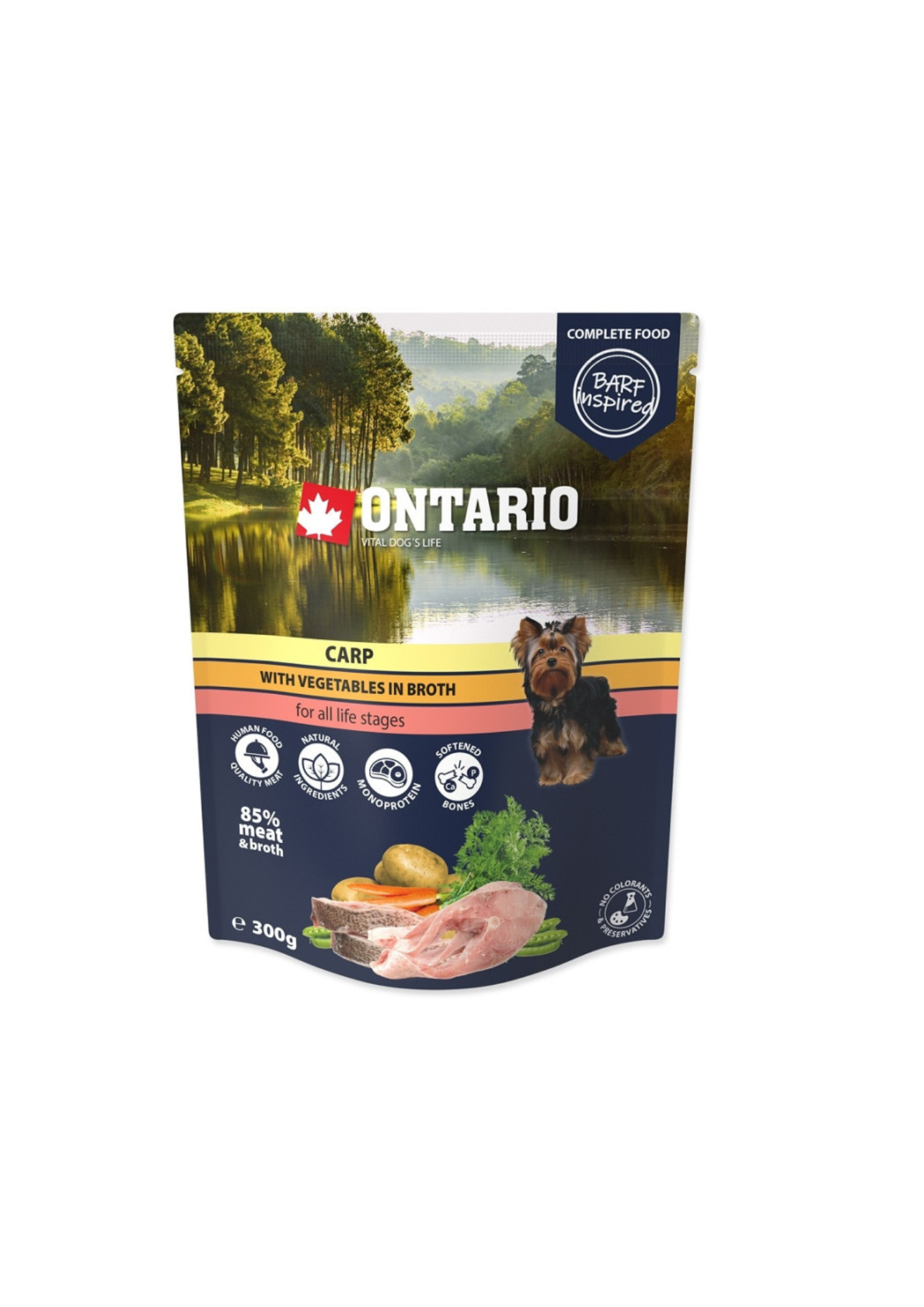 Ontario Wet Dog Food with Carp, Vegetables in Broth, 300 g