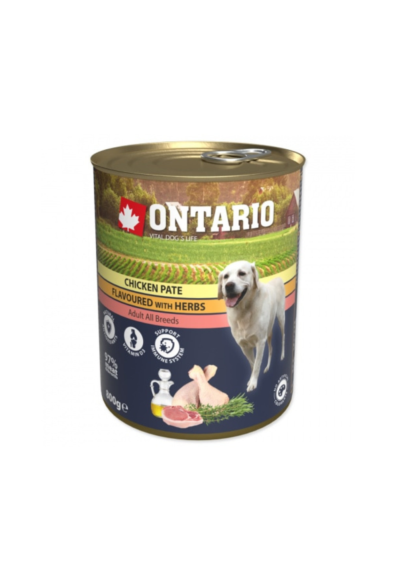 Ontario Nassfutter für Hunde mit Hühner- und Kräuterpastete, 800 g