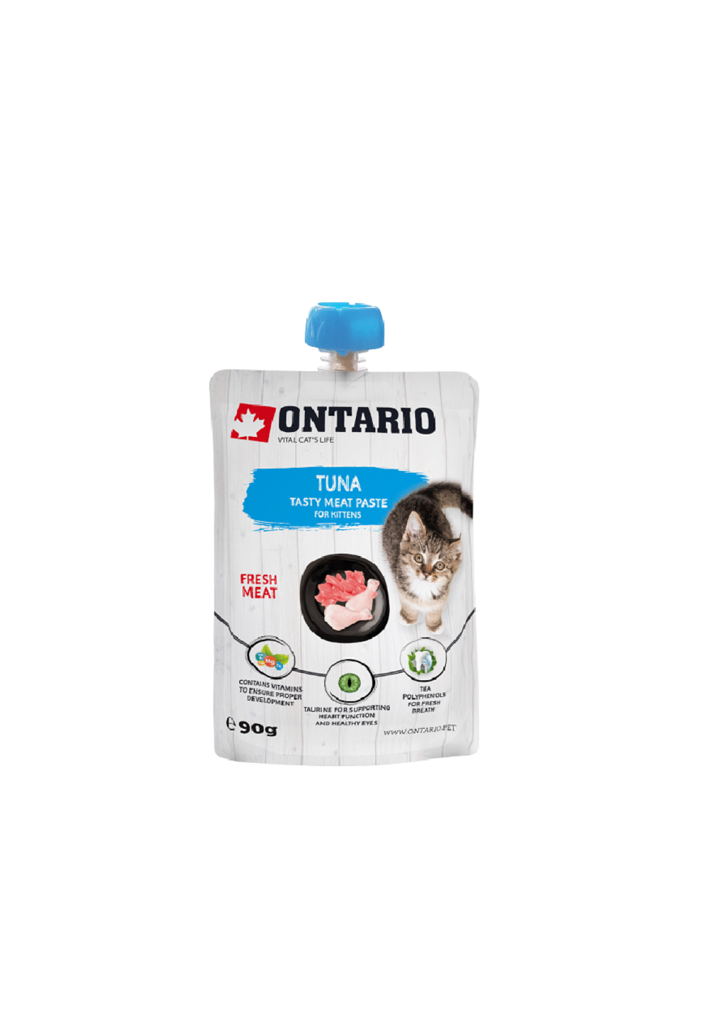 Ontario Kitten Alimento Húmedo para Gatitos con Pasta de Carne Fresca de Atún, 90 g