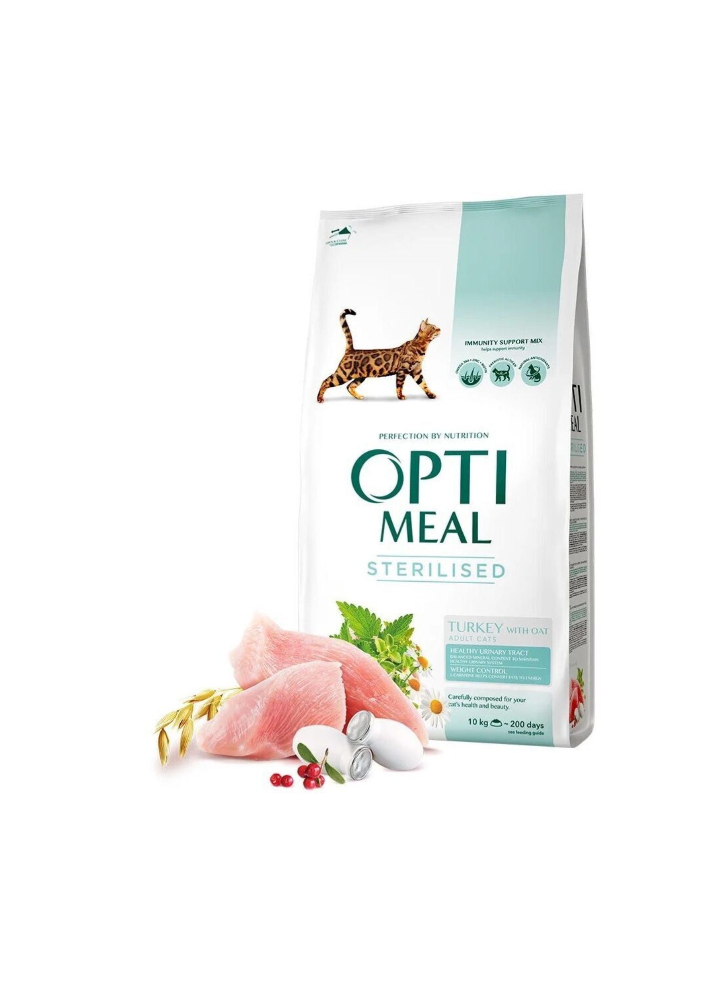 Optimeal For Adult Sterilised Cats Sausā barība sterilizētiem kaķiem ar tītaru, 10kg