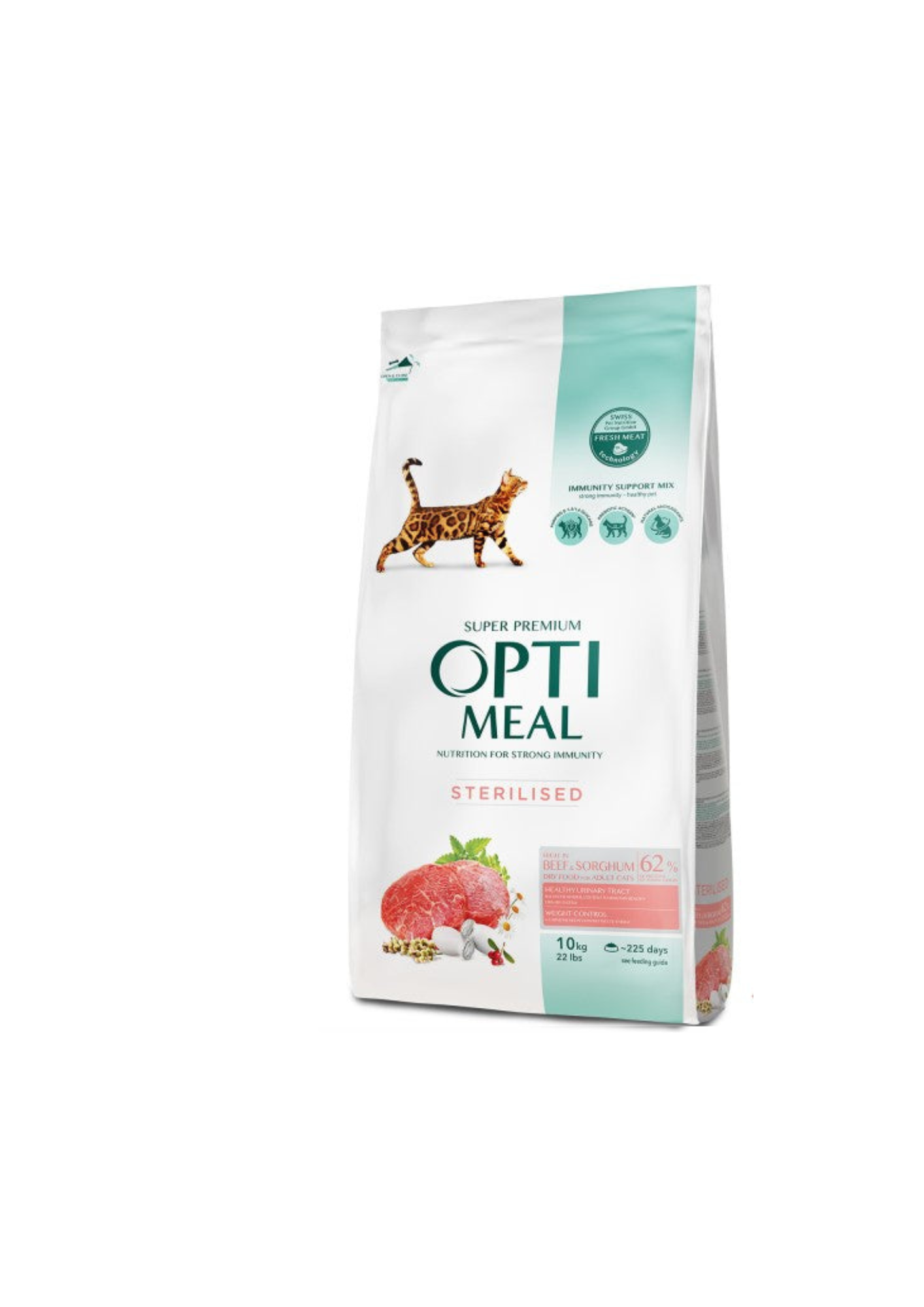 Optimeal For Adult Sterilised Cats Sausā barība kaķiem ar liellopa gaļu un sorgo, 10kg