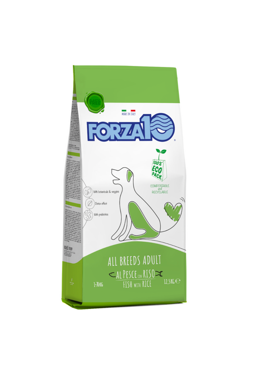 Forza10 All Breeds Adult Maintenance Sausā barība suņiem ar zivi un rīsiem, 2kg