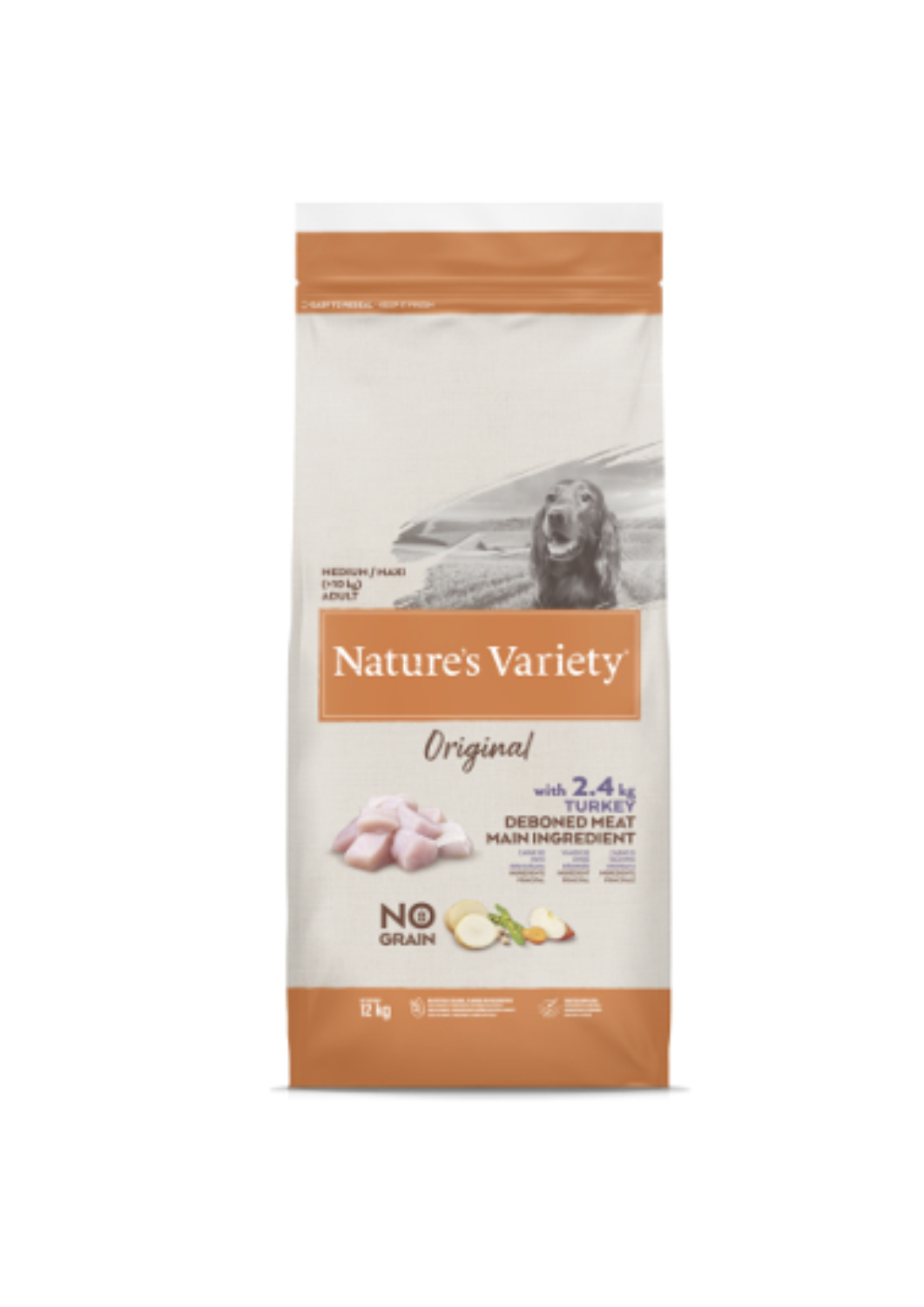 Nature's Variety Dog Original Alimento seco para perros adultos medianos sin cereales con pavo 12 kg