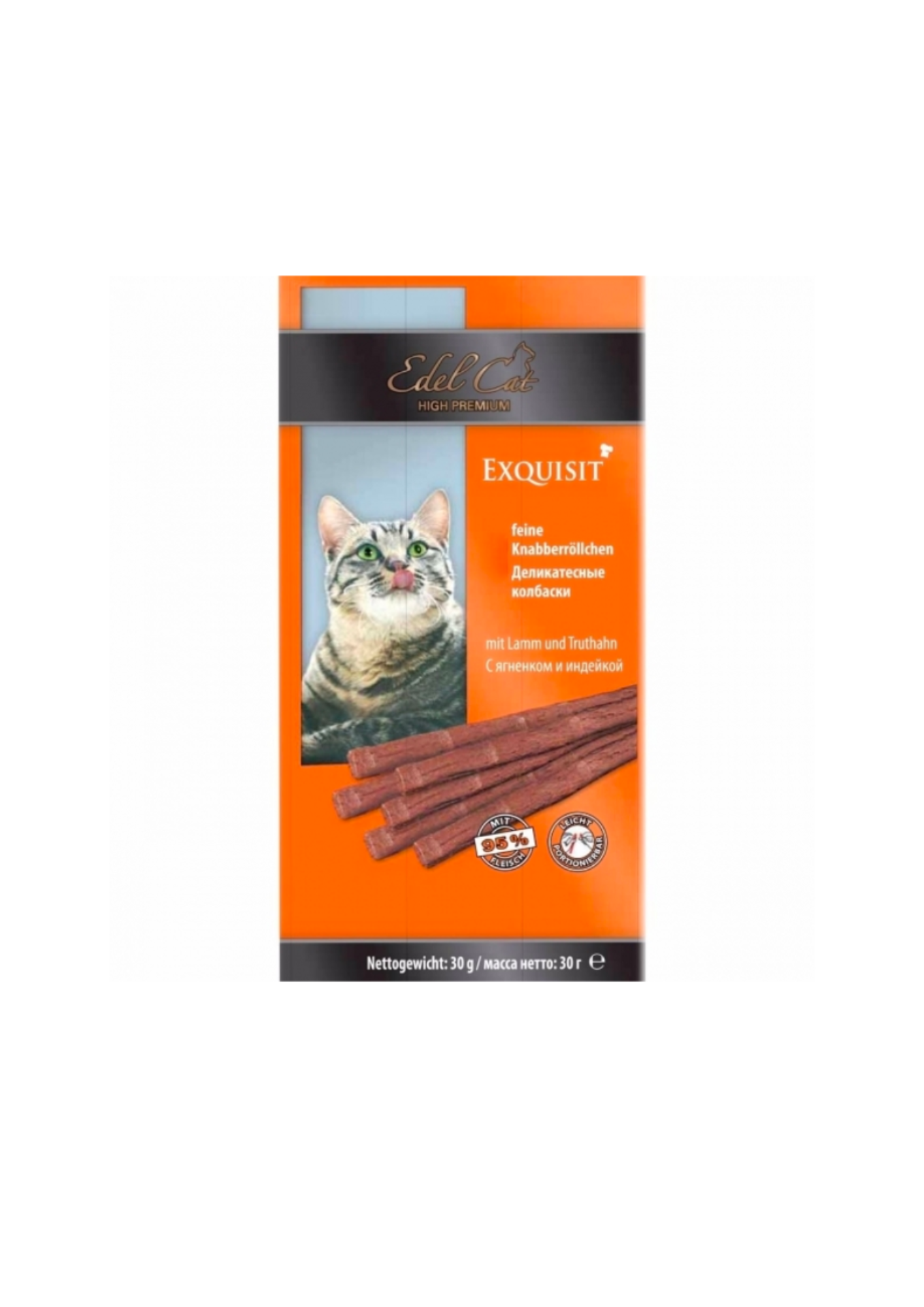 Edel Cat sausages for cats with lamb and turkey meat, 6 x 5g