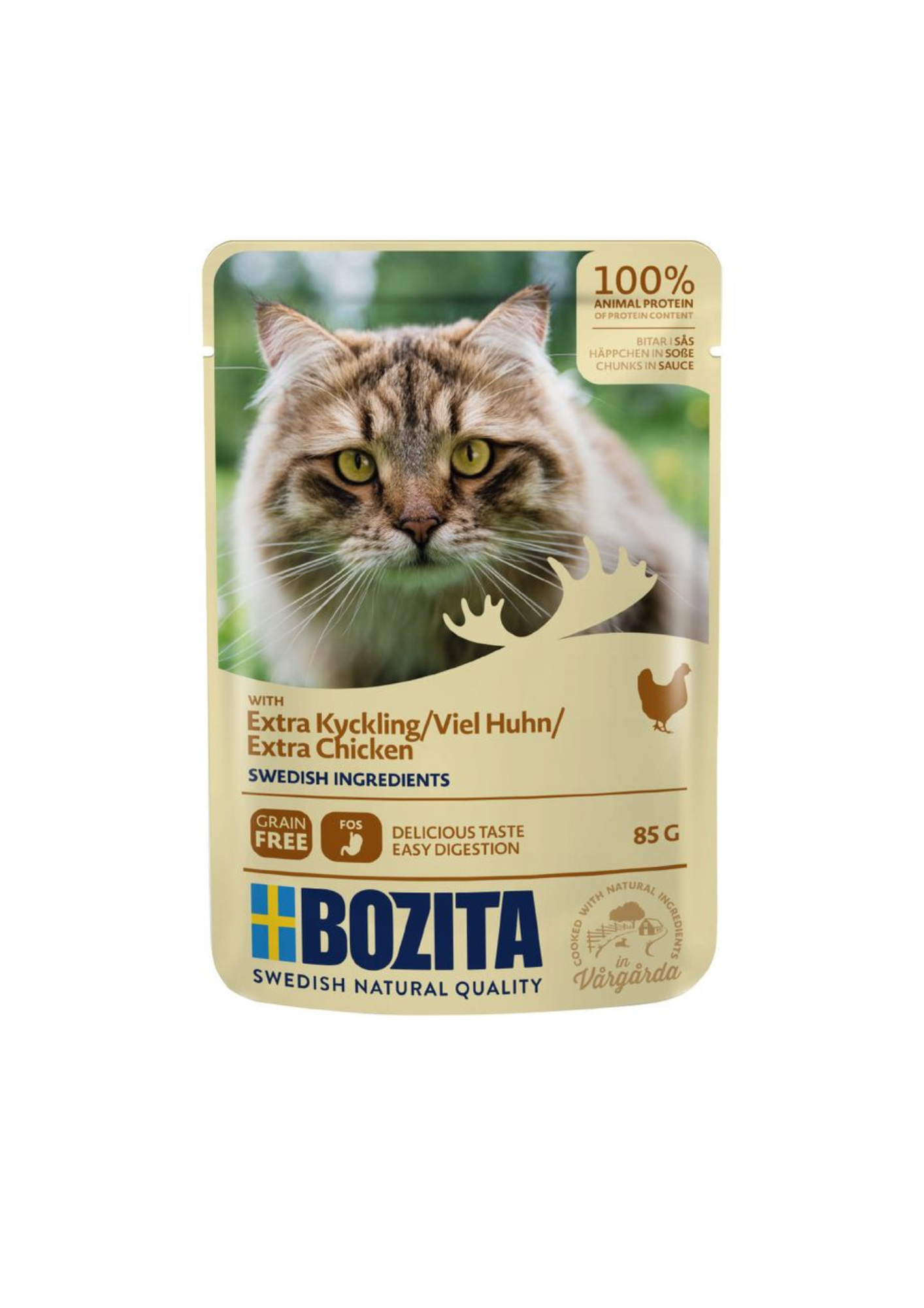 Bozita Adult Cat Extra Poulet - Morceaux en sauce, nourriture humide pour chat, 85 g
