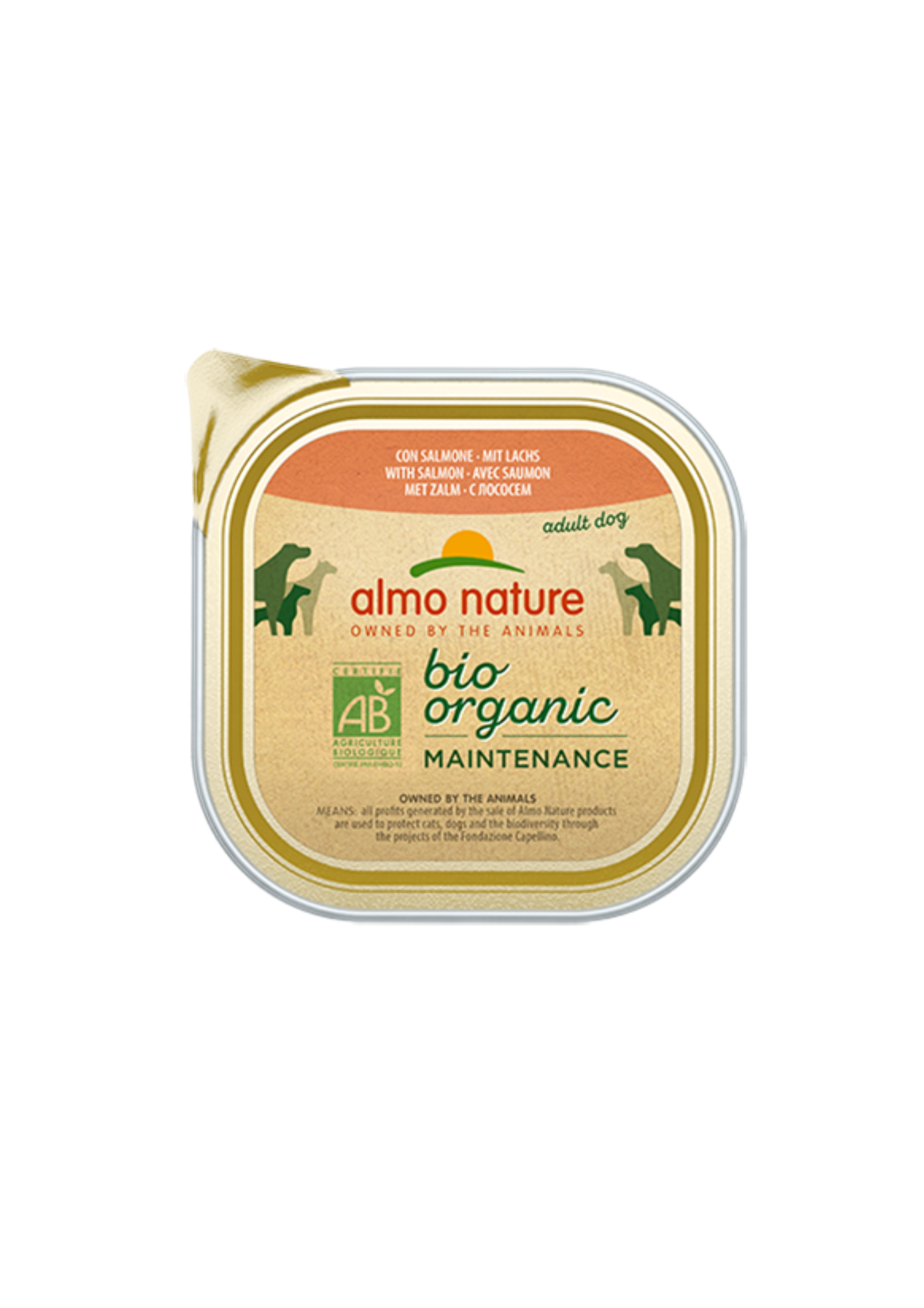 Almo Nature Bio Organic Maintenance Nassfutter für ausgewachsene Hunde, Pastete mit Lachs, alle Rassen, 300 g