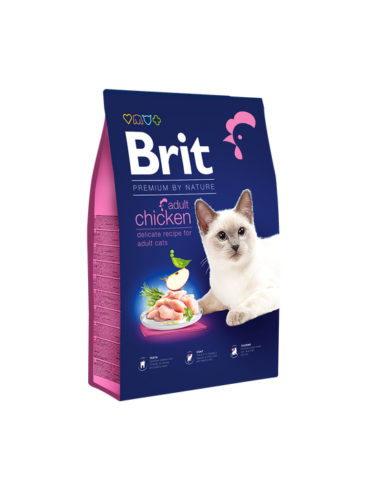 Brit Premium by Nature Dry Cat Food for Adult Cat with Chicken, 8 kg