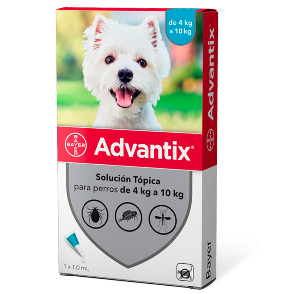 Elanco Advantix™  Spot-On Solution Maziem Suņiem (4-10kg) aizsardzība pret blusām un ērcēm, 1 pipete x 1.0 ml