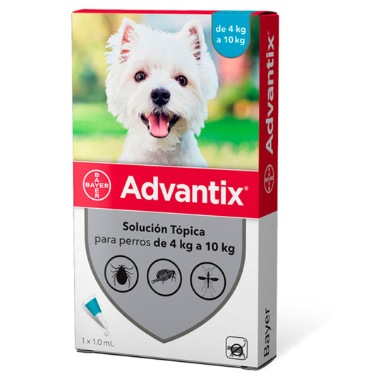 Elanco Advantix™ Spot-On Solution for Small Dogs (4 - 10 kg) Against Fleas & Ticks, 1 pipette x 1.0 ml