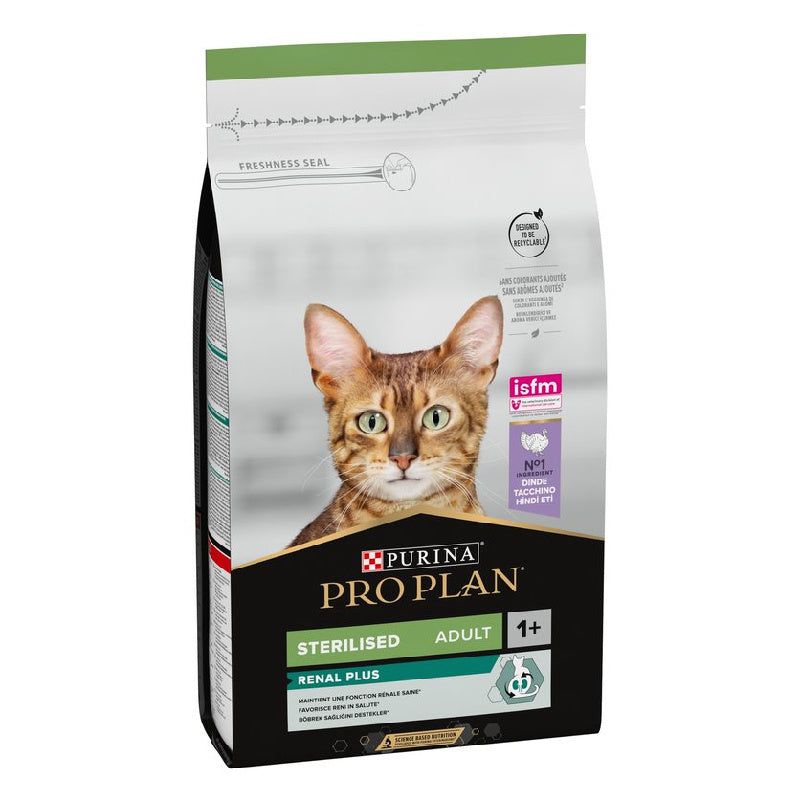 Purina PRO PLAN® Sterilised Adult Renal Plus Dry Cat Food with Turkey, 1,5kg