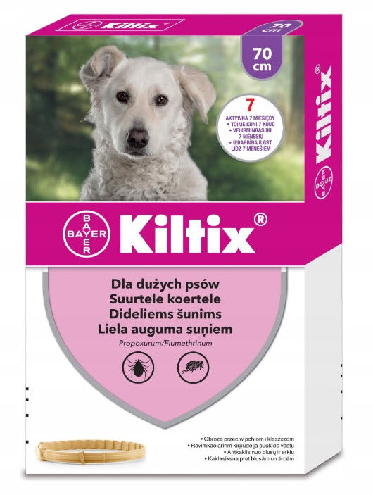 Bayer Kiltix Collier anti-tiques pour chiens de grande taille, 70 cm (27,5 pouces) - Protection avancée contre les tiques