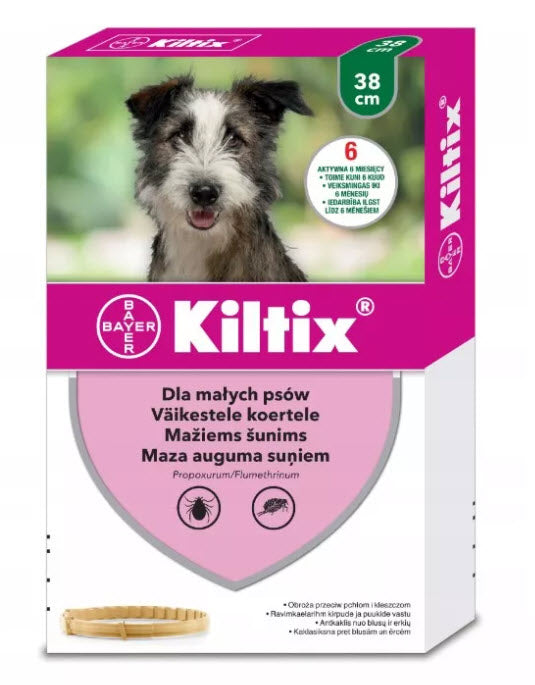 Bayer Kiltix fästinghalsband för små hundar, 38 cm (15 inches) - Avancerat fästingskydd
