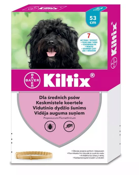 Bayer Kiltix Collier anti-tiques pour chiens de taille moyenne, 53 cm (21 pouces) - Protection avancée contre les tiques