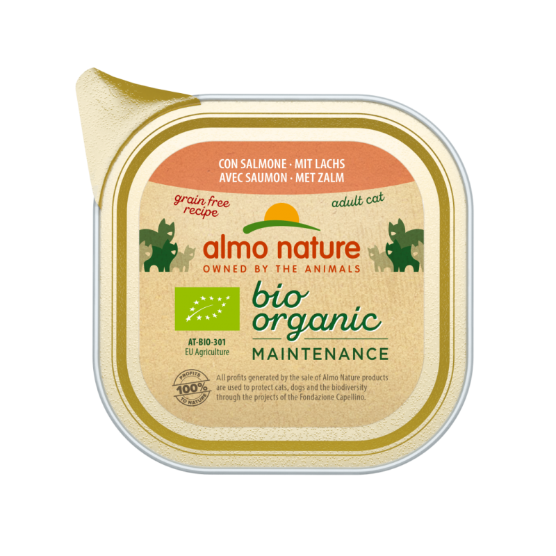 Almo Nature BIO ORGANIC Maintenance Mitrā barība, pastēte kaķiem ar lasi, 85g