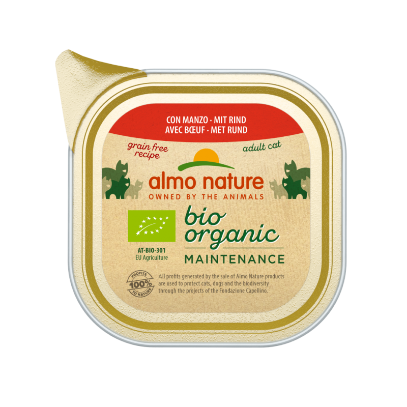 Almo Nature BIO ORGANIC Maintenance Mitrā barība, pastēte kaķiem ar liellopu, 85g
