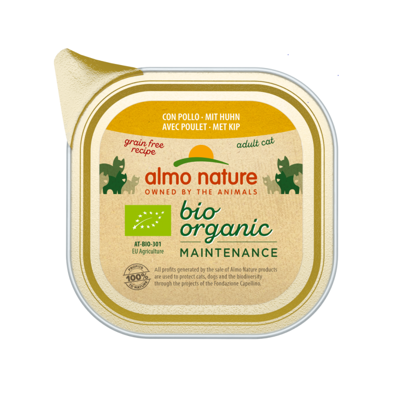 Almo Nature BIO ORGANIC Maintenance Mitrā barība, pastēte kaķiem ar vistu, 85g