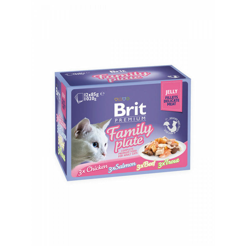 Brit Care Cat Delicate Pouch Fillets in Jelly Family Plate, 1020 g (12x85 g)