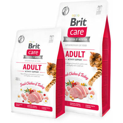 Brit Care Cat GF Sausā barība pieaugušiem kaķiem ar tītaru, aktivitāšu atbalstam, 2kg