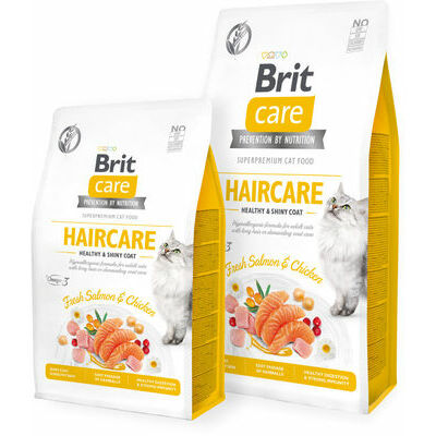 Brit Care Adult Dry Cat Food With Chicken and Salmon, Haircare Healthy & Shiny Coat, 2kg