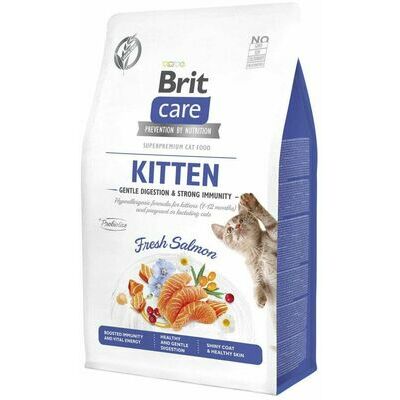 Brit Care Cat GF Kitten Gentle Digestion & Strong Immunity Sausā barība kaķēniem ar lasi gremošanai un imunitātei, 2 kg