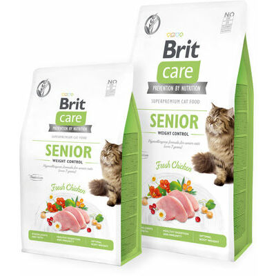 Brit Care Cat GF Senior Weight Control, Dry Cat Food with Fresh Chicken, Grain free, 2 kg