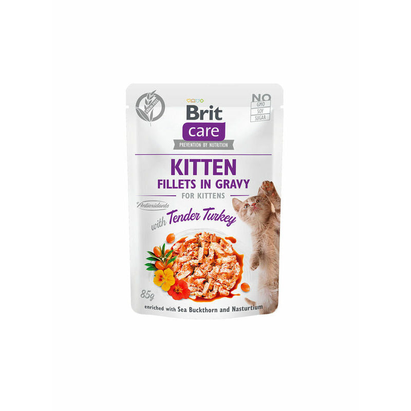 Brit Care Cat Bag Kitten Filetes en Salsa de Pavo, Comida Húmeda para Gatos, 85 g
