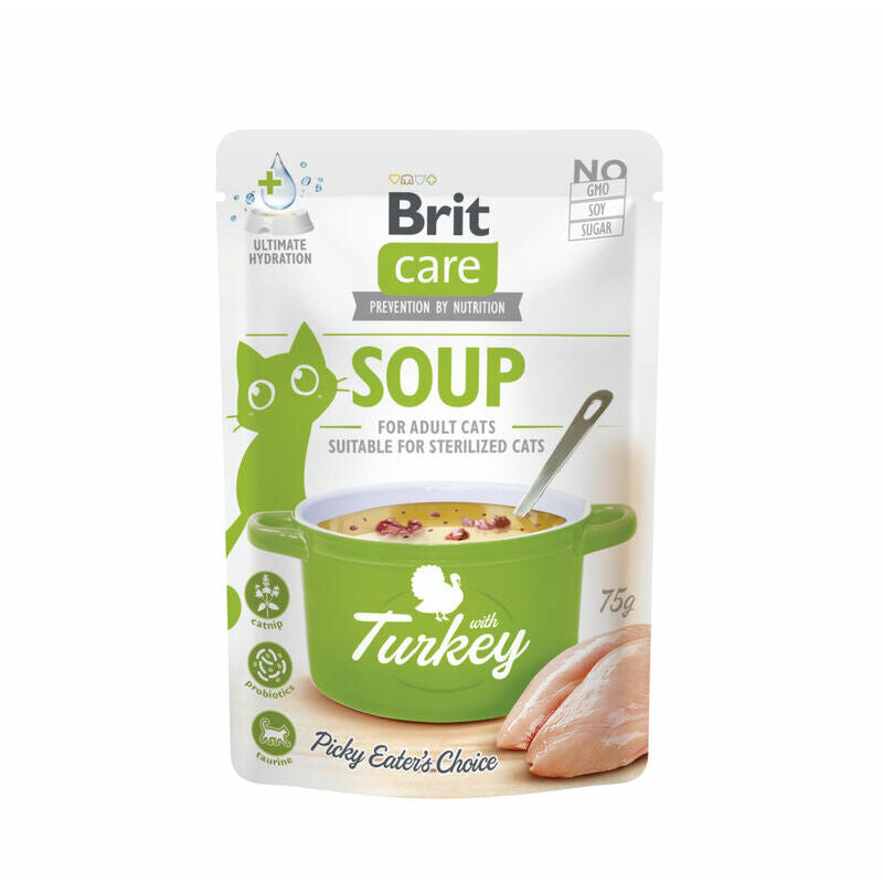 Brit Care Sopa con Pavo para Gatos, Apto para Gatos Esterilizados, 75g