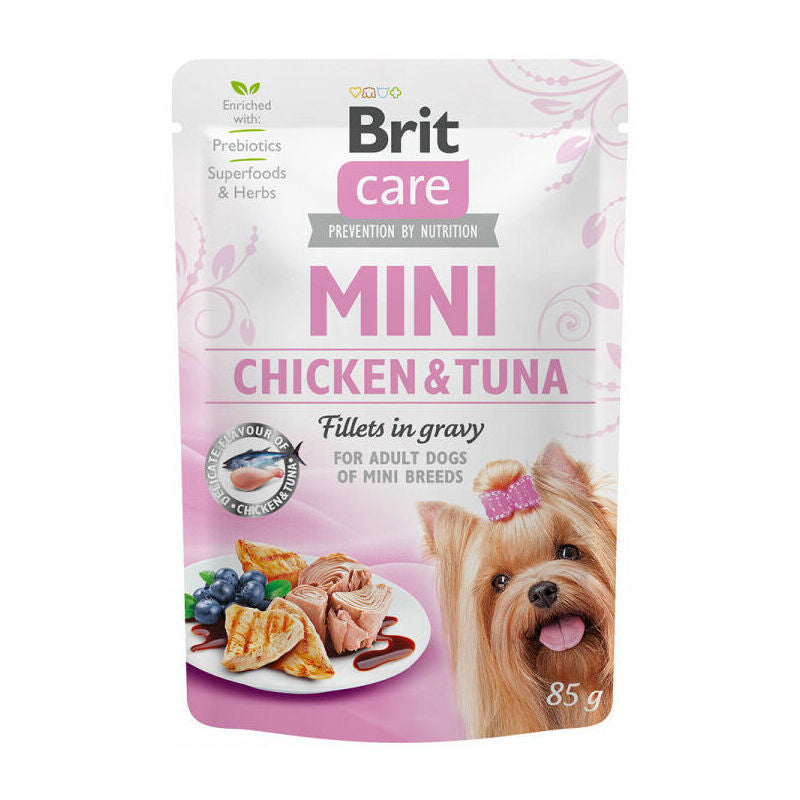 Alimento húmedo para perros Brit Care Mini con filetes de pollo y atún en salsa, 85 g