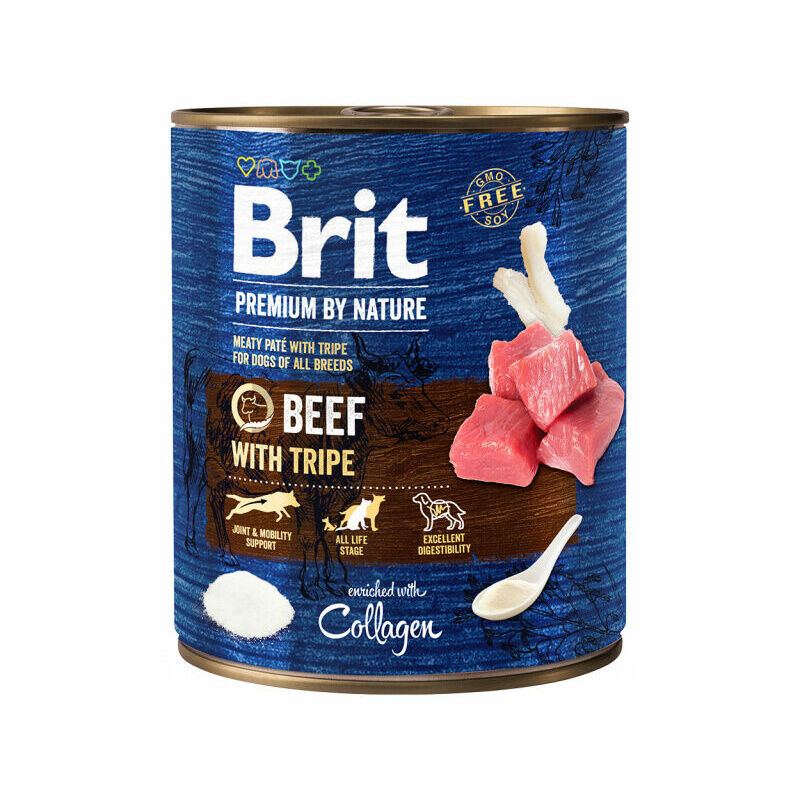 Brit Premium by Nature Wet Dog Food With Beef and Tripes, 800g