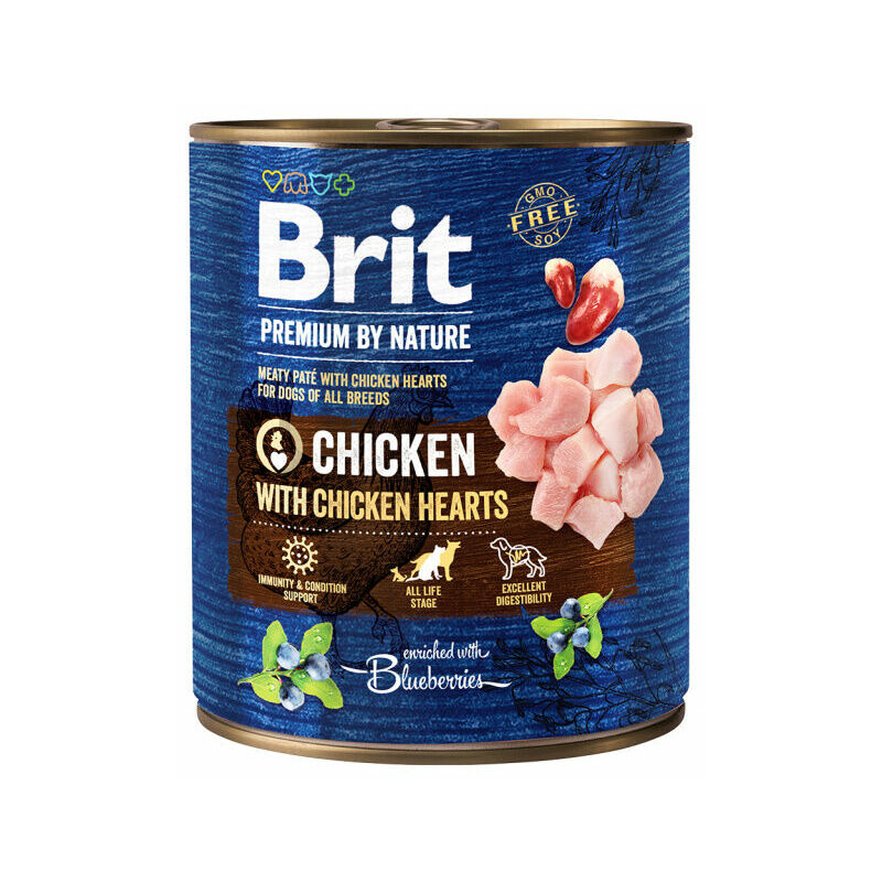 Brit Premium by Nature Wet Dog Food With Chicken and Hearts, 800g