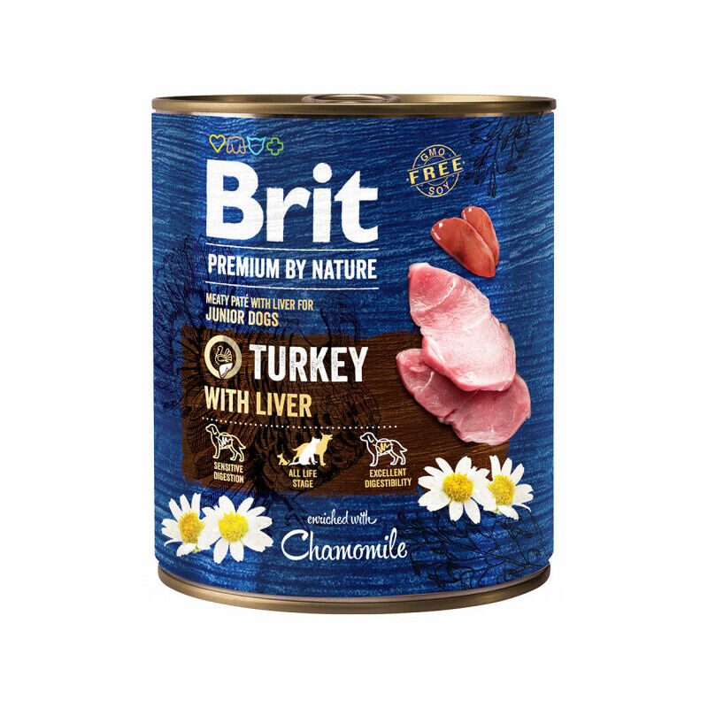 Alimento húmedo para perros Brit Premium by Nature con pavo e hígado, 800 g