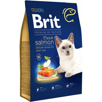 Brit Premium by Nature Cat Adult Salmon Sausā barība pieaugušiem kaķiem ar lasi, 8kg