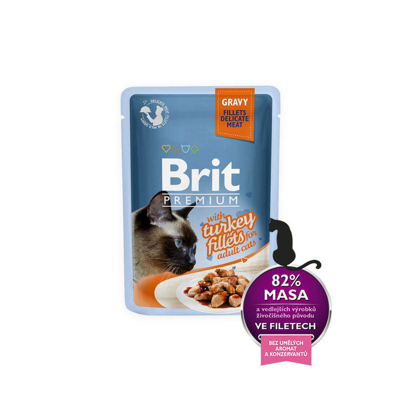 Brit Premium Cat Filetes Delicados con Pavo, Comida Húmeda para Gatos, 85g