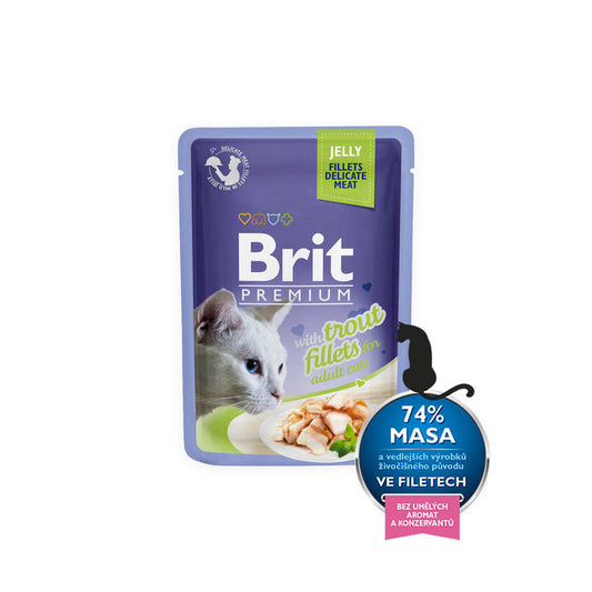 Brit Premium Cat Delicate Fillets in Jelly with Trout, Mitrā barība kaķiem ar foreli, 85g