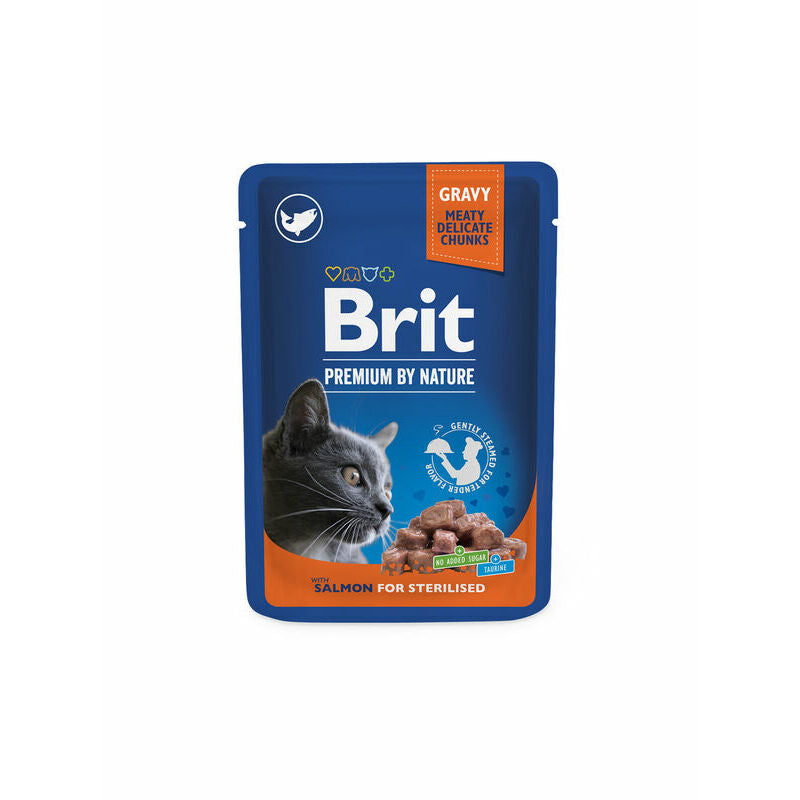 Brit Premium Cat Mitrā barība kaķiem ar lasi sterilizētiem kaķiem, 100g
