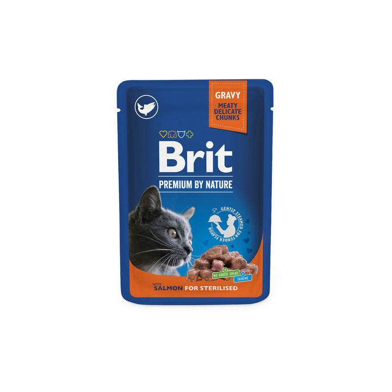 Brit Premium Cat Bolsa Salmón para Gato Esterilizado, 100 g