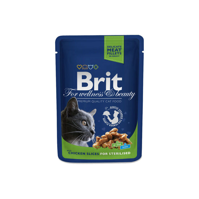 Brit Premium Pollo en Rebanadas Comida Húmeda Esterilizada para Gatos, 100 g