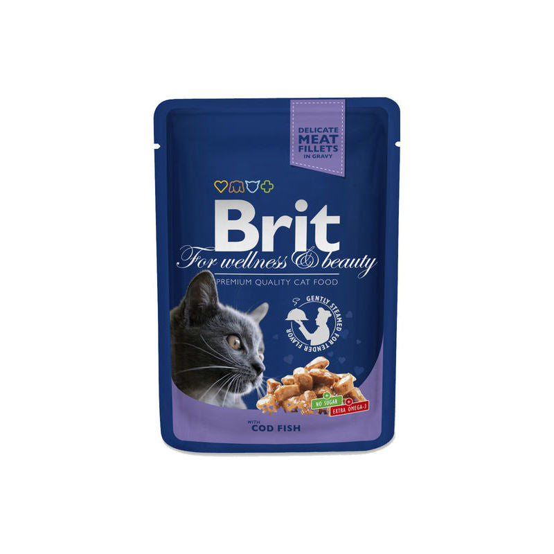 Brit Premium Cod Fish, Mitrā barība kaķiem ar mencu, 100g