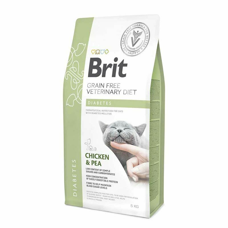 Brit GF Veterinary Diets Cat Diabetes Trockenfutter für Katzen mit Huhn, 5 kg