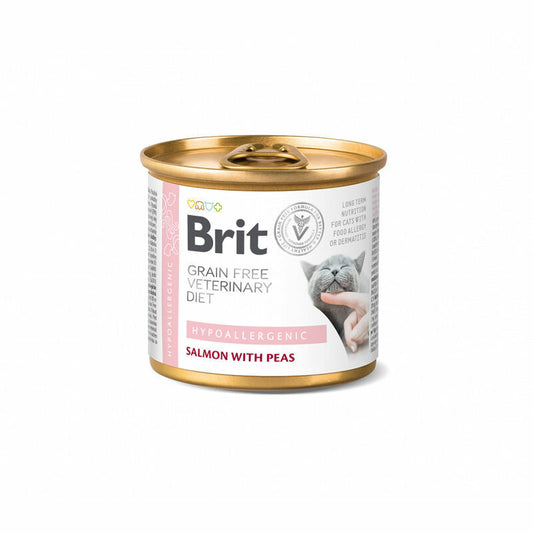 Brit Veterinary Diets Cat Hypoallergenic Wet Cat Food With Salmon, 200g