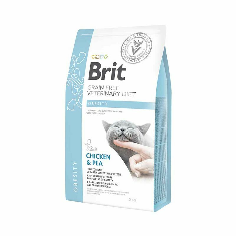 Brit GF Veterinary Diets Cat Obesity Trockenfutter für Katzen mit Huhn, 2 kg