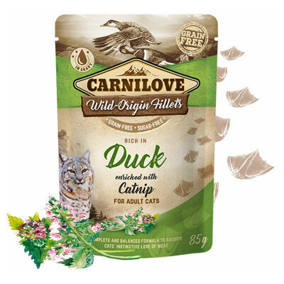 Carnilove Cat Pouch Duck Catnip 85g mitrā barība kaķiem