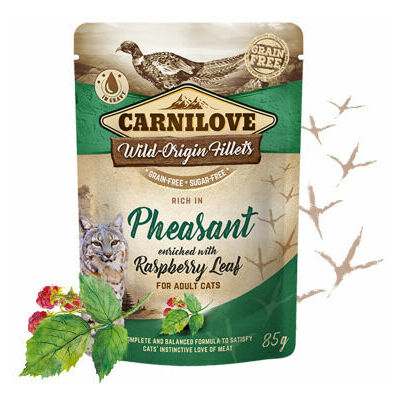 Carnilove Cat Pouch Pheasant Raspberry Leaves 85g mitrā barība kaķiem