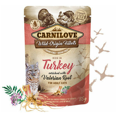 Carnilove Cat Pouch Turkey Valeriana 85g mitrā barība kaķiem