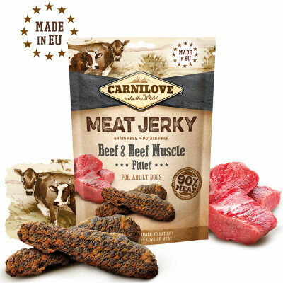 CARNILOVE Dog Jerky Beef with Beef Muscle Fillet 100g papīldbarība suņiem