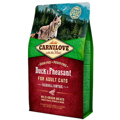 CARNILOVE Duck & Pheasant Adult Cat Hairball Control 2 kg barība kaķiem